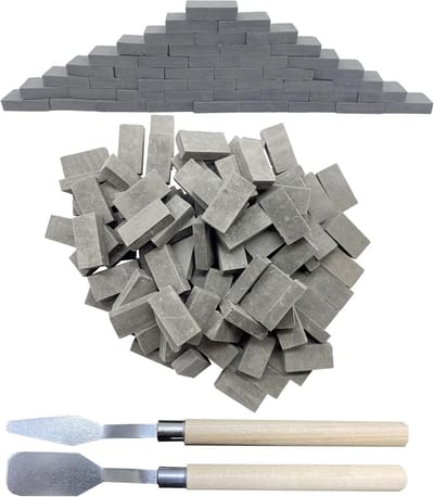 150 Stuks Mini-Bakstenen voor Modelbouw - Mini-Schaalsteen 1:16 met Schraper voor DIY Sprookjes en Tuindecoratie