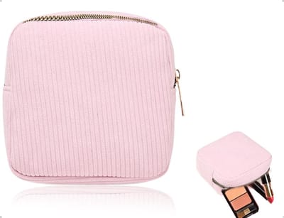 Zachte Reistas voor Tampons met Rits, Ideaal voor Reizen en Cosmetica, Compact en Handig voor Vrouwen (Roze, 14.5x13cm)