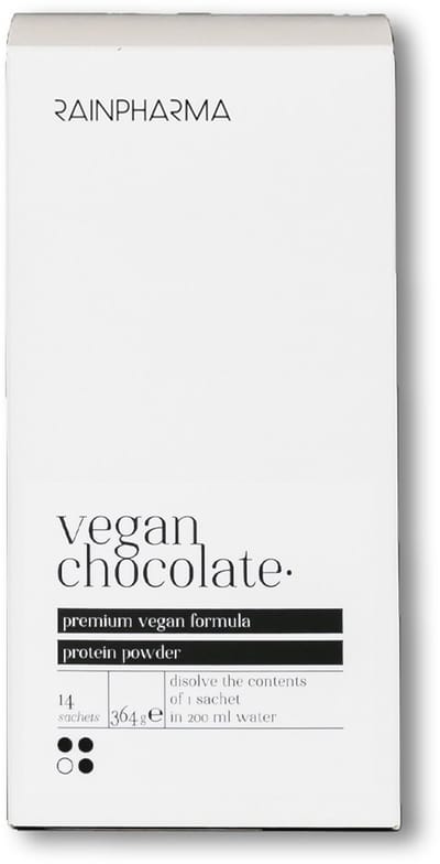 RainPharma Vegan Chocolate - 14 Zakjes - Eiwitshake - 19 gram eiwitten - Zonder Sucralose - Vegetarisch - 14 Porties - Chocolade