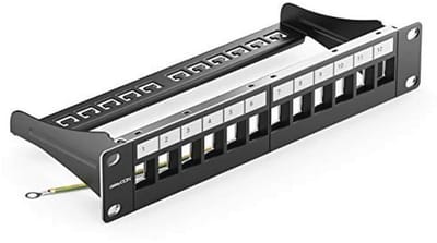 12-Poorts Patchpanel Modulair voor Keystone-Module 1HE 10 Inch Rackmontage - Compatibel met CAT5 CAT6 CAT7 CAT8 LAN-Netwerk