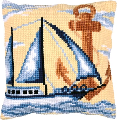 Vervaco - Kruissteekkussen kit - Zeilboot - PN-0205429 - Borduren - Borduurpakket - Borduurpakket volwassenen - Borduurpakket kind