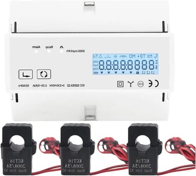 Slimme Meter - Energiemeter Verbruiksmeter - Energie Verbruik Monitoren - 3 Fase Bidirectioneel - 3PCS CT 200A - Grijs