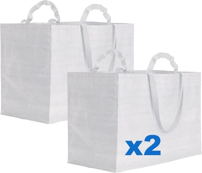 Robuuste boodschappentas: maxi-shopper van gerecycled polypropyleen, gelamineerd met vouwbalg en dubbele handgrepen