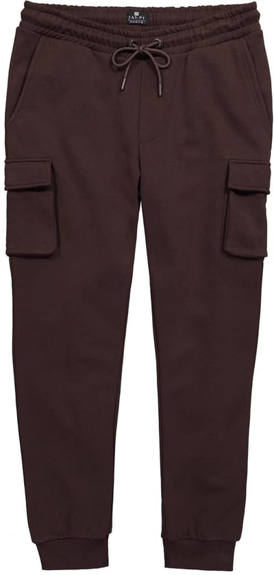 JAY-PI - Heren - Cargosweatpants fitness elastische tailleband - Donkerbruin - Maat 3XL