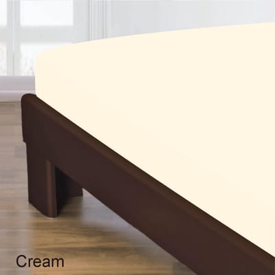 Homéé® Hoeslaken Katoen ecru 90x220 +30 cm eenpersoons bed - gladde 100% Katoen - Perfecte pasvorm