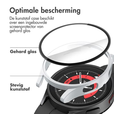 Screen protector - Geschikt voor Samsung Galaxy Watch 4 - 44 mm - Full Cover Hard Case / Beschermend Hoesje - Zilver