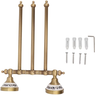 Draaibare Handdoekstang Antiek Messing Handdoekrek Gedraaide Handdoekhanger Houder voor Badkamer Vier Stangen brown
