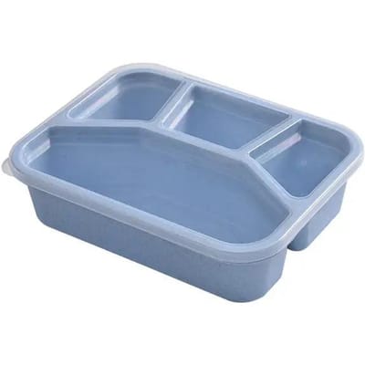Boîte à bento 1000 ml à 4 compartiments, conteneurs de stockage des aliments réutilisables avec couvercles transparents, portables pour enfants et adultes, stockage de collations à la maison 4&1000ml&1