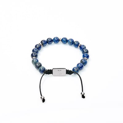 Marenca Lapis Lazuli Heren Kralen Armband met Zilveren Marenca Logo