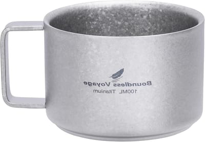 Titanium Espresso Kopje 100 ml - Dubbelwandig Geïsoleerd, Lichtgewicht en Roestvrij - Perfect voor Barista's en Thuisgebruik, Ideaal als Cadeau