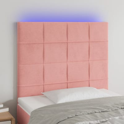 vidaXL - Hoofdbord - LED - 100x5x118/128 - cm - fluweel - roze