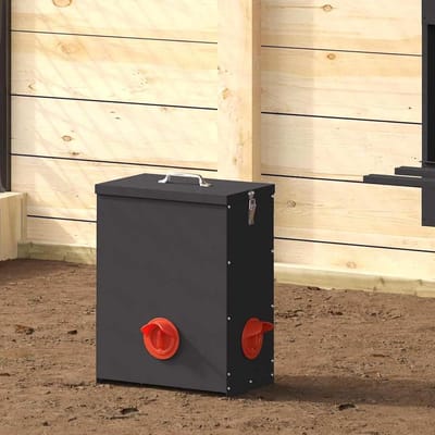 Kippenvoerder - Voederbak Kippentrog - Pluimvee Voeren - Grote Capaciteit - 25 kg - Zwart