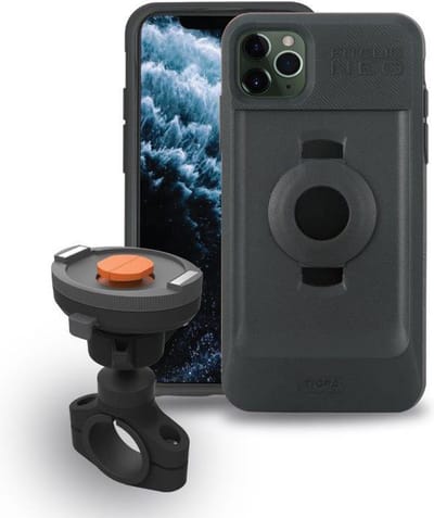 Tigra Telefoonhouder Motor Fietsstuur Bevestiging | Tigra FitClic Neo Motorcycle Kit Apart hoesje Apple iPhone 11 Pro Zwart