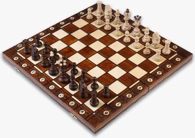 Senator Luxe Houten Schaakset 42 x 42 cm - Inklapbaar Schaakspel/schaakbord met Schaakstukken - Handgemaakt in Polen - Chess Board/Set