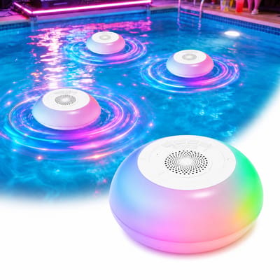 4PCS Waterdichte Bluetooth luidspreker IP68 - Draadloze draagbare audio - met ledverlichting - Luidspreker - 360 Surround Sound - Geschikt voor badkamer, zwembad, auto, strand, binnen- en buitengebruik