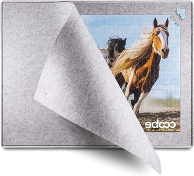 Puzzelbord met hoes - Puzzelmat opbergsysteem - Puzzels maken - Marmeren textuur - 335 x 255 inch - Grijs