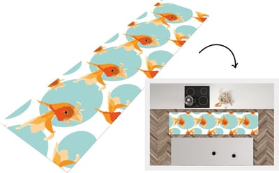 Keukenloper - Loper keuken - Goudvis - Dieren - Bubbel - Patronen - 200x50 cm - Keukenloper vinyl
