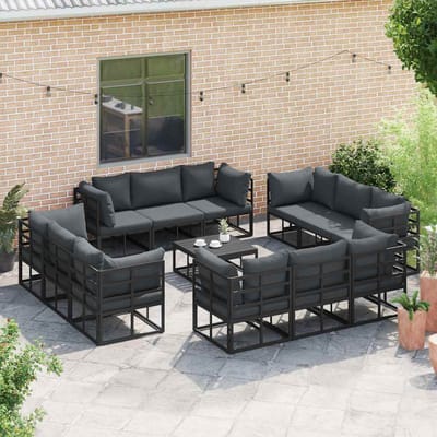 vidaXL - Tuinbank - Set - 12 - st - Zwart - Metaal