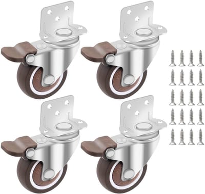 50 mm Meubelwielen met Rem - 4 Rubber Transportwielen voor Meubels en Karren