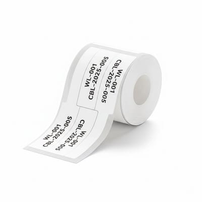 Niimbot Labels - Etiketten voor B21/B1 - 25x38mm - 38mm staart - 200 vellen - 2 vellen per keer - Kabel labels - Wit