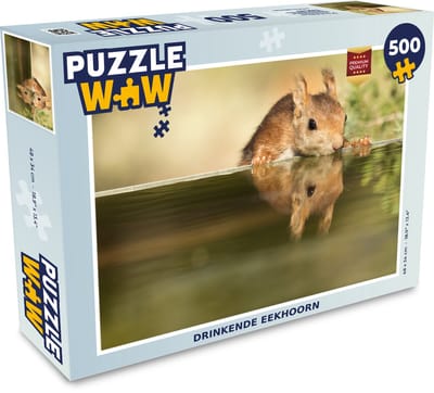 Puzzel Eekhoorn - Drinken - Water - Legpuzzel - Puzzel 500 stukjes