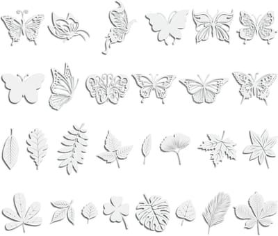 Transparante vlinder- en bladstickers voor vogelbescherming, 28 stuks, anti-botsing, reflecterend, decoratieve raamstickers voor veiligheid en natuurbehoud