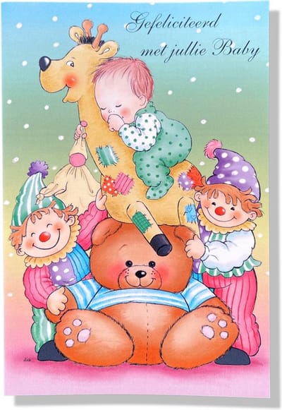 Gefeliciteerd met jullie Baby! - Luxe Geboortekaartje - 12x17cm - Gevouwen wenskaart met envelop
