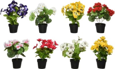 Kaemingk Serie - Kunstplant Met Pot - 11x20 cm - Decoratieve Bloeiende Plant - Polyester Bloempot