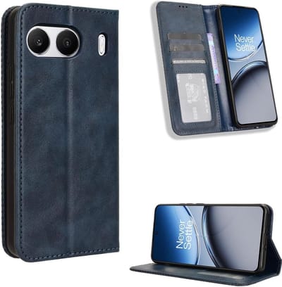 Exobox Geschikt voor Oneplus Nord 4 - Retro Wallet Book Case Hoesje - Blauw