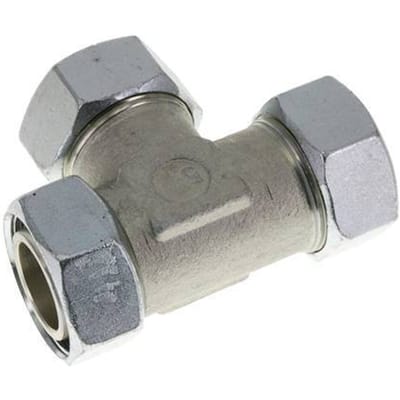 35L Zink Geplateerd Staal Rechte Hoek T-Stuk Snij Fitting Met Swivel 160 Bar NBR Verstelbaar ISO 8434-1
