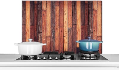 Spatscherm keuken 80x55 cm - Kookplaat achterwand Plank - Vintage - Patroon - Muurbeschermer - Spatwand fornuis - Hoogwaardig aluminium