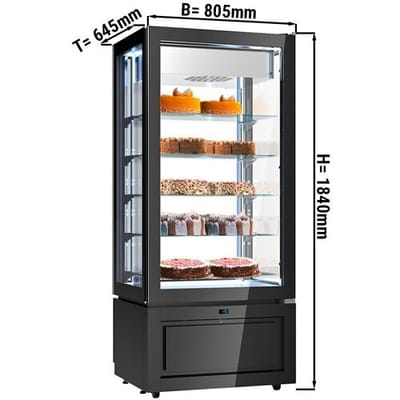 GGM Gastro Panorama-Tiefkühlvitrine - 457 Liter - 800mm - 5 Ablagen - Schwarz Zwart