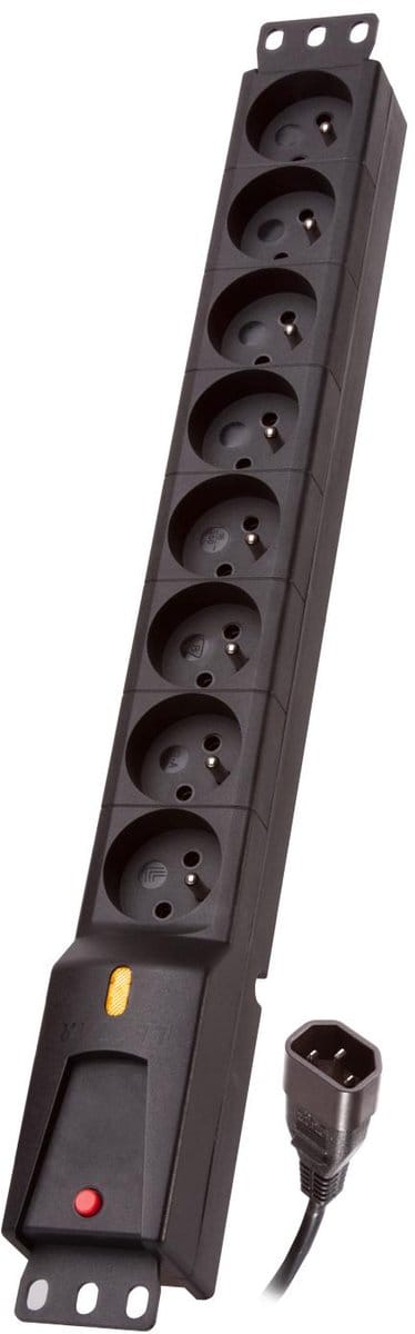 Lestar LZRM Serie - Stroomverdeler - Rackmount - 8 Gaten - 1,5m Snoer - Zwart