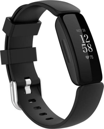 By Qubix - Compatible Fitbit bandje - Geschikt voor Fitbit Inspire 2 & Ace 3 - Sportbandje met gesp - Maat: Large - Zwart Smartwatchbandje bandje Armband Polsband Strap Band Watchband