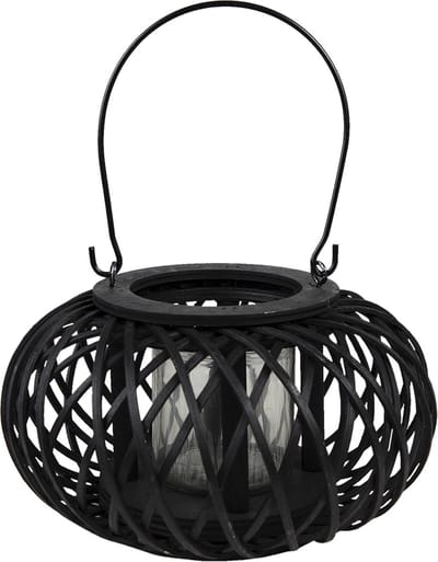 Clayre & Eef Windlicht Ø 23x12 cm Zwart Bamboe