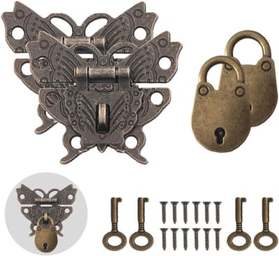 Dailygoods - Vintage Lock Butterfly Latch Hasp - Mini Padlocks voor Houten Dozen