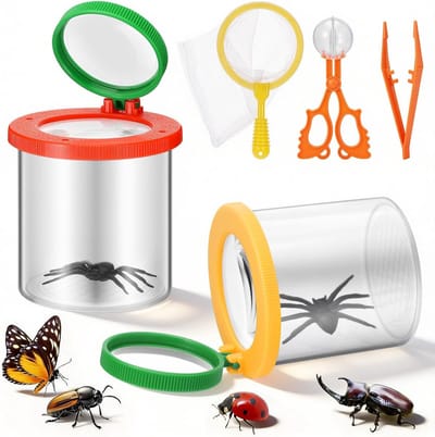 5 stuks vergrotende insectencontainer - insectenvangerset voor kinderen - draagbare insectenobservatiebox - insectenvangset met vergrootglas - wetenschaps- en natuurverkenningsspeelgoed voor kinderen