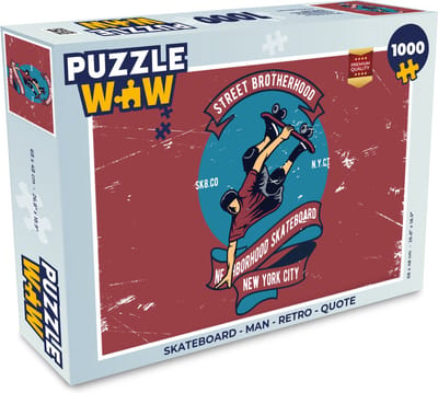 Puzzel Skateboard - Man - Retro - Quote - Legpuzzel - Puzzel 1000 stukjes volwassenen