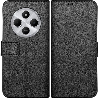 Just in Case hoesje geschikt voor Xiaomi Redmi 14C Hoesje met Pasjeshouder - Bookcase Classic - Zwart