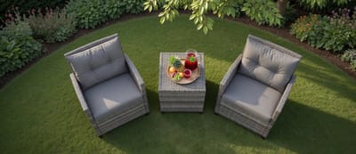 Rotan tuinmeubelset, 3-delig, balkonmeubels incl. 2 stoelen, kussens & tafel met gehard glasplaat, balkonmeubels klein, weerbestendige zitgroep 2 personen, terrasmeubel voor tuin balkon-Mobili Bella