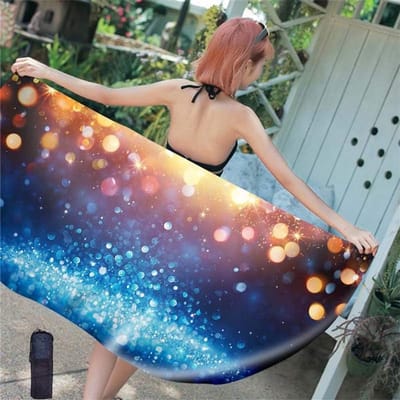 Microvezel Strandhanddoek - Lichtgewicht Badhanddoek - Reizen en Sport - Zandafstotend Sneldrogend - 70x150cm - Blauwe Druppels