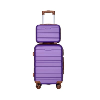 2 stuks (12/20 inch) Nieuwe Retro Mode Trolley Kofferset, Materiaal ABS, 4 Stille Draaiende Wielen met Hard Shell Ontwerp Combinatieslot Zonder-TSA Slot, paars