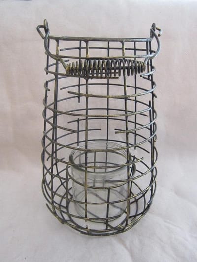 ZoeZo Design - Lantaarn - windlicht - zwart - koper - draadijzer - glazen kaarshouder - H 30 x Ø 18 cm - metaal