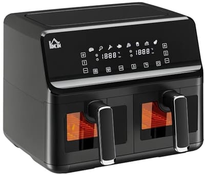 Heteluchtfriteuse 8L - Airfryer Dubbel - Gezond Koken - Dubbele Kamer - 2500W - Zwart