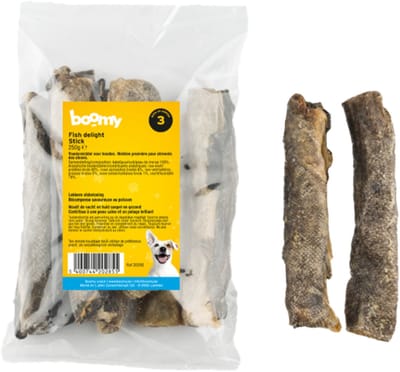 Boomy - Fish Delight Sticks – Natuurlijke hondensnacks - Hondensnoepjes gemaakt van 100% kabeljauwhuid - 250g