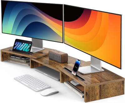 Sounix Monitor standaard - Monitorstandaard - Monitor Verhoger - 1 of 2 montors - Verstelbaar - Donkerbruin