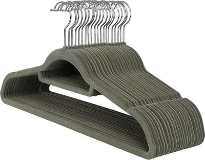 MIRA Home Kledinghangers - Set van 20 - Ruimtebesparend - Antislip - Plastic/Metaal - Grijs - 45x0.6x23.5
