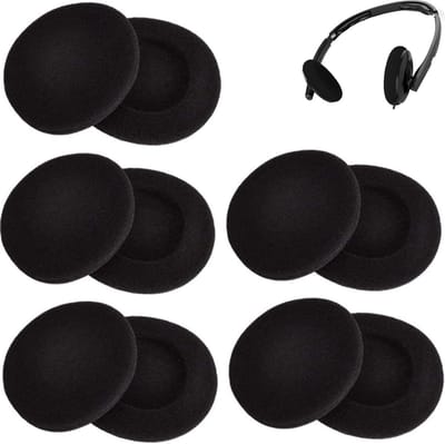 Comfortabele 2 Inch Hoofdtelefoon Oorkussens van Schuim, Zwart, 5 Paar - Ideaal voor Geluidsisolatie en Versterking
