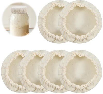 Dailygoods- Sourdough Lid - Herbruikbaar - Katoenen Deksel - Voor Bakken - Diameter 10 cm - Set van 6 - Duurzaam Materiaal