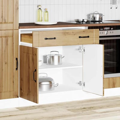 vidaXL - Onderkast - Lucca - bewerkt - hout - artisanaal - eikenkleur